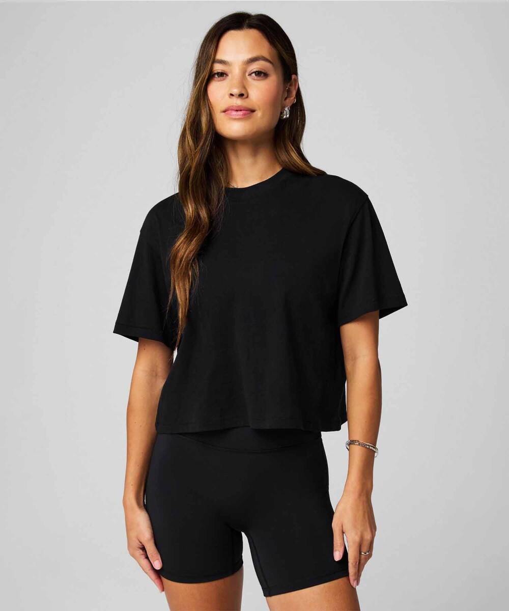 Polo Manga Corta Boxy Mujer - Black 