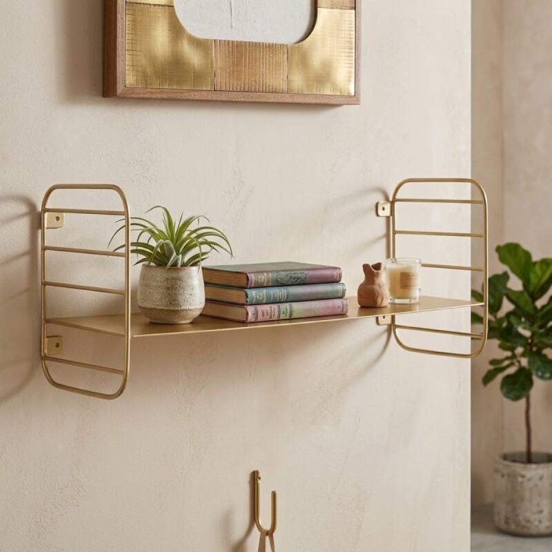 ESTANTE METAL DORADO 52.5X18CM Unica