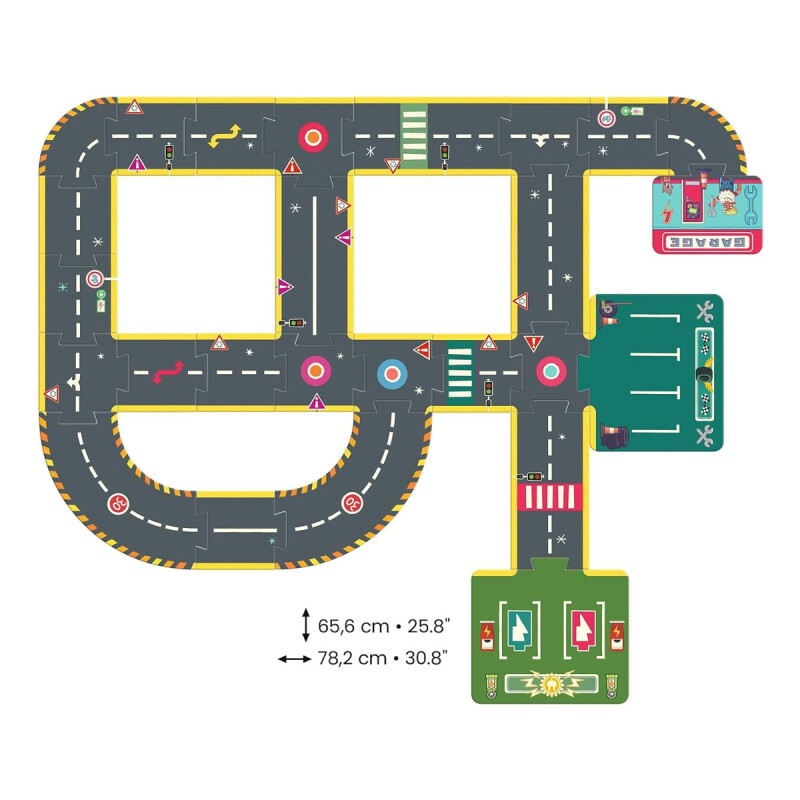 Puzzle 26 piezas Crazy Motors Giant City Circuit Djeco Puzzle 26 piezas Crazy Motors Giant City Circuit Djeco