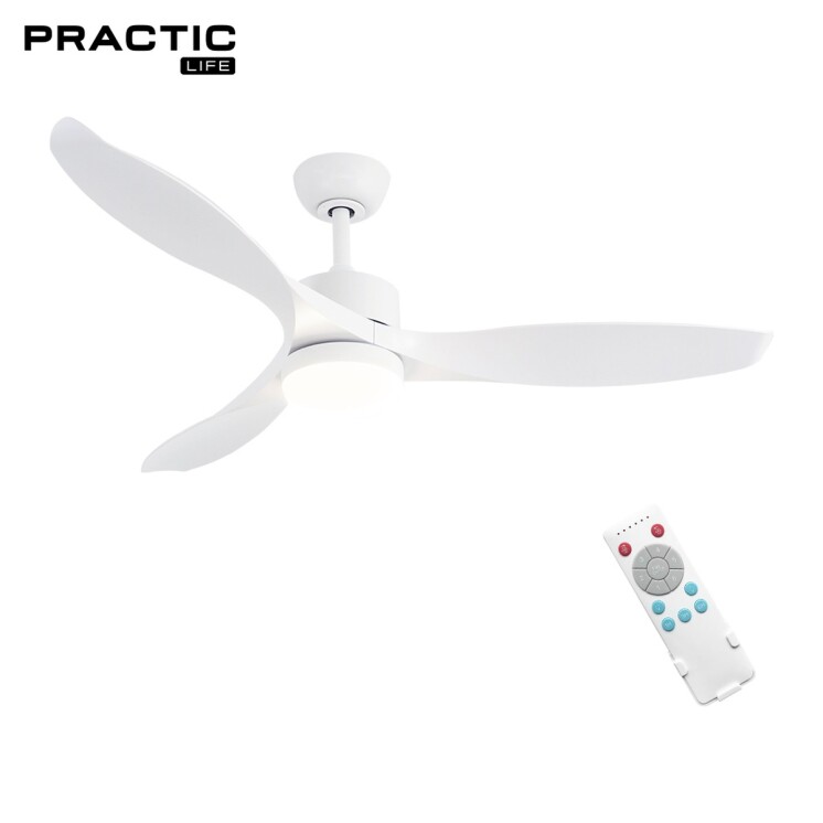 Ventilador de Techo Practic Life FS52011 con Luz LED y Control Remoto Blanco