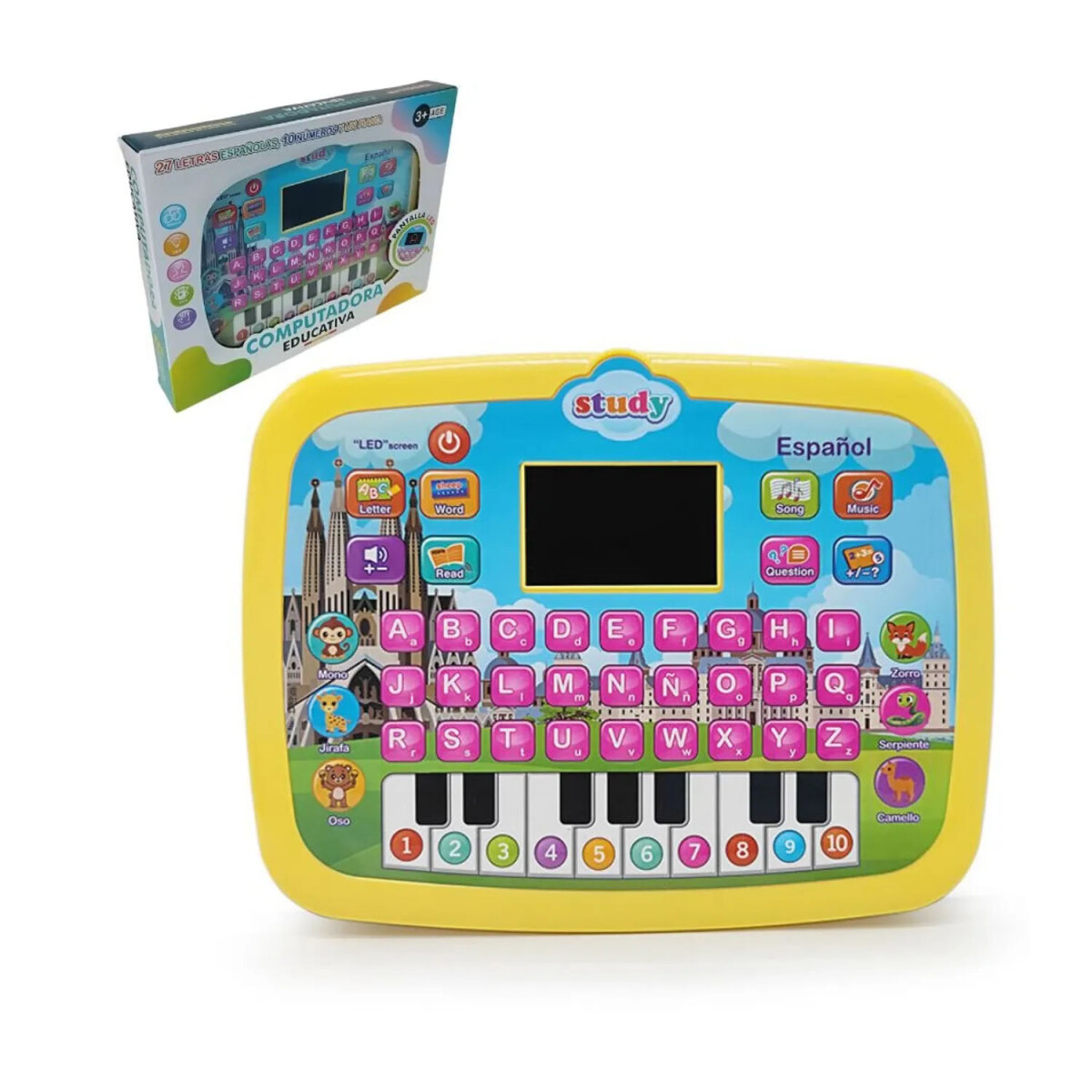 Computadora Educativa Infantil Español Con Sonidos Y Juegos - Amarillo 