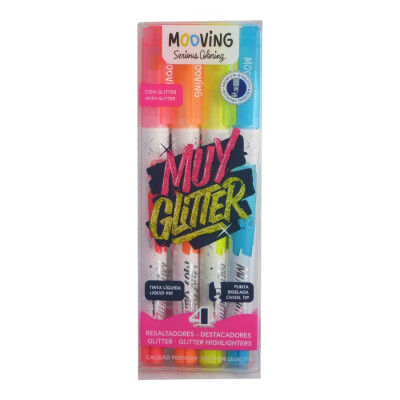 Marcadores Flúo Glitter x4 Mooving Marcadores Flúo Glitter x4 Mooving