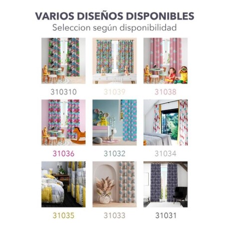 Cortina 2 paños Soñados en poliéster de varios diseños 1.50 x 2.20mts 31031