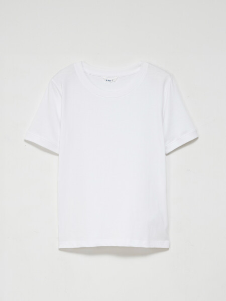 Camiseta manga corta de rib con puño Blanco