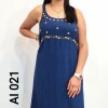 Vestido Dama S/M Cor.C/Bord. Azul Oscuro