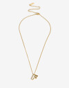 Cadena Corta con Dije Metal Collar Acero Inicial F - Dorado