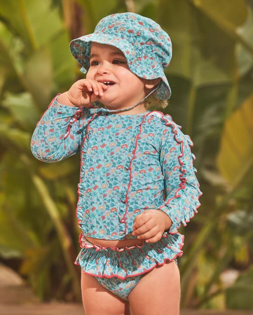 Camiseta De Baño Estampado Flores - Piedra 