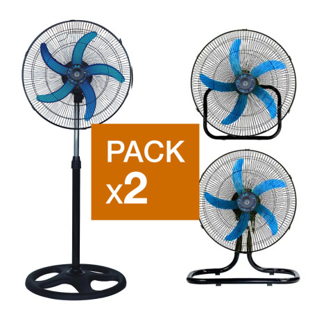 Pack X2 Ventiladores 3-1 Goldtech Pie Mesa Pared 3Vel 55W Negro