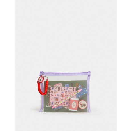 Set De Librería En Estuche De Mesh Con Strap Y Charm Combinacion Multicolor