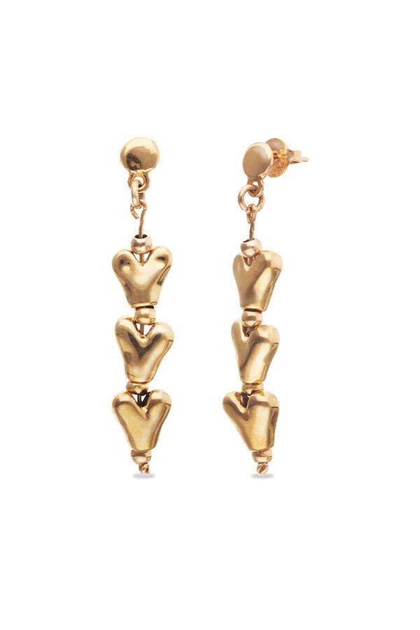 PENDIENTES LARGOS DE CORAZONES DE ALEACIÓN DE METALES BAÑADOS EN ORO 18K Pendiente