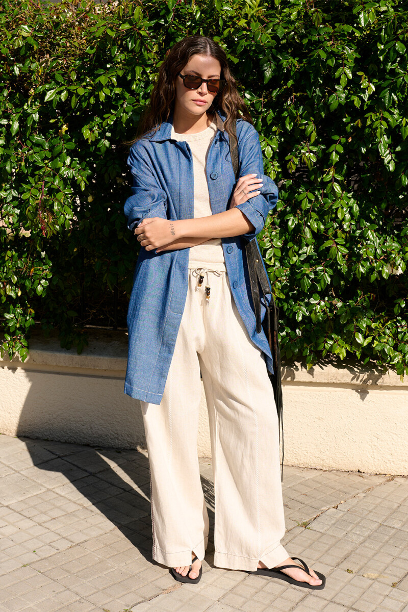 PANTALON LINO CRUZ BEIGE