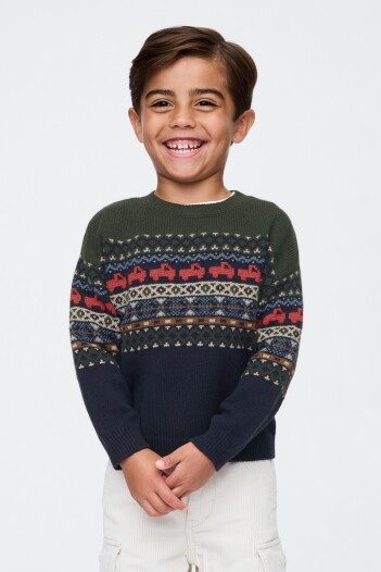 Buzo Cashsoft Cuello Redondo Toddler Niño Multi Fairisle