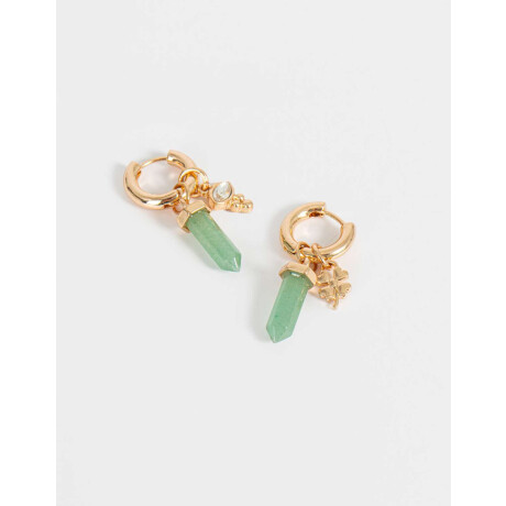 Argollas Con Piedra Natural Dorado