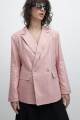 Blazer de lino oversize metalizado rosa