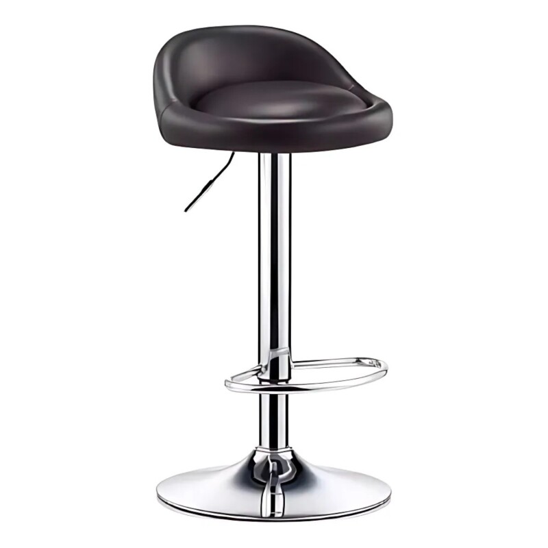 Taburete con Altura Regulable Respaldo Apoyapies Ecocuero Negro