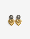 Aros Colgantes Cortos Metal Aros Cortos Monedas Y Corazón - Dorado Oro Amarillo