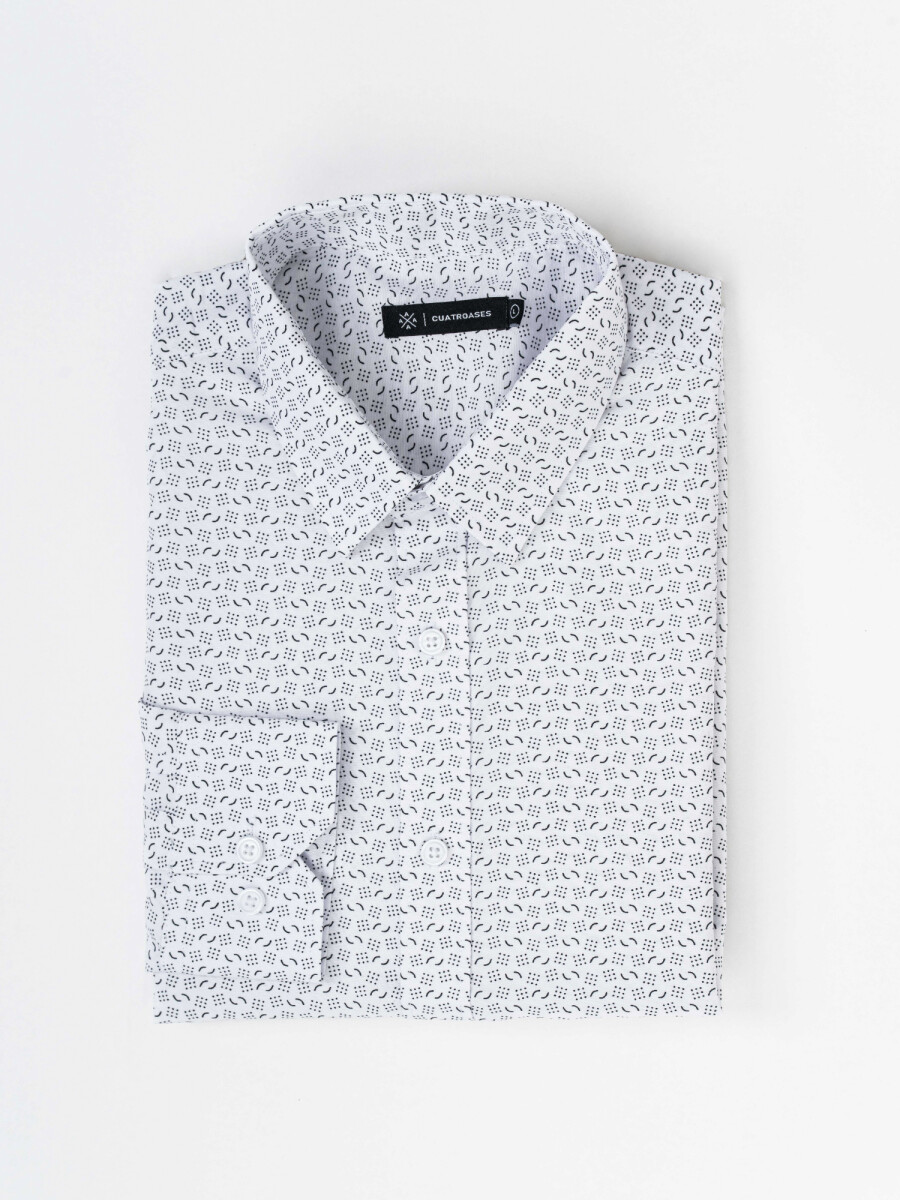 Camisa m/l estampada - blanco/negro 