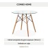 Mesa Comedor ComboHome Eames Redonda Vidrio 90 Cm Premium Transparente