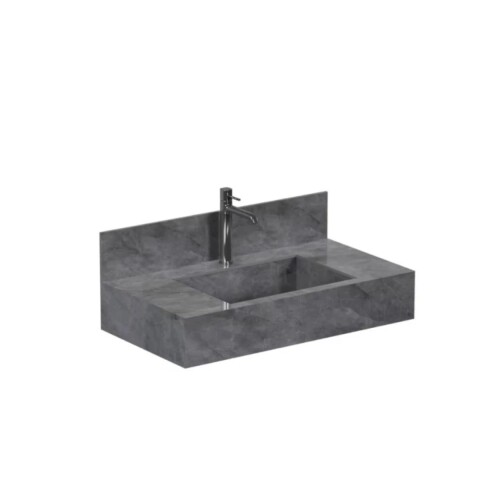 Mueble de baño suspendido de porcelanato Gris Napoles 80 cm con bacha incorporada Mueble De Baño Suspendido De Porcelanato Gris Napoles 80 Cm Con Bacha Incorporada