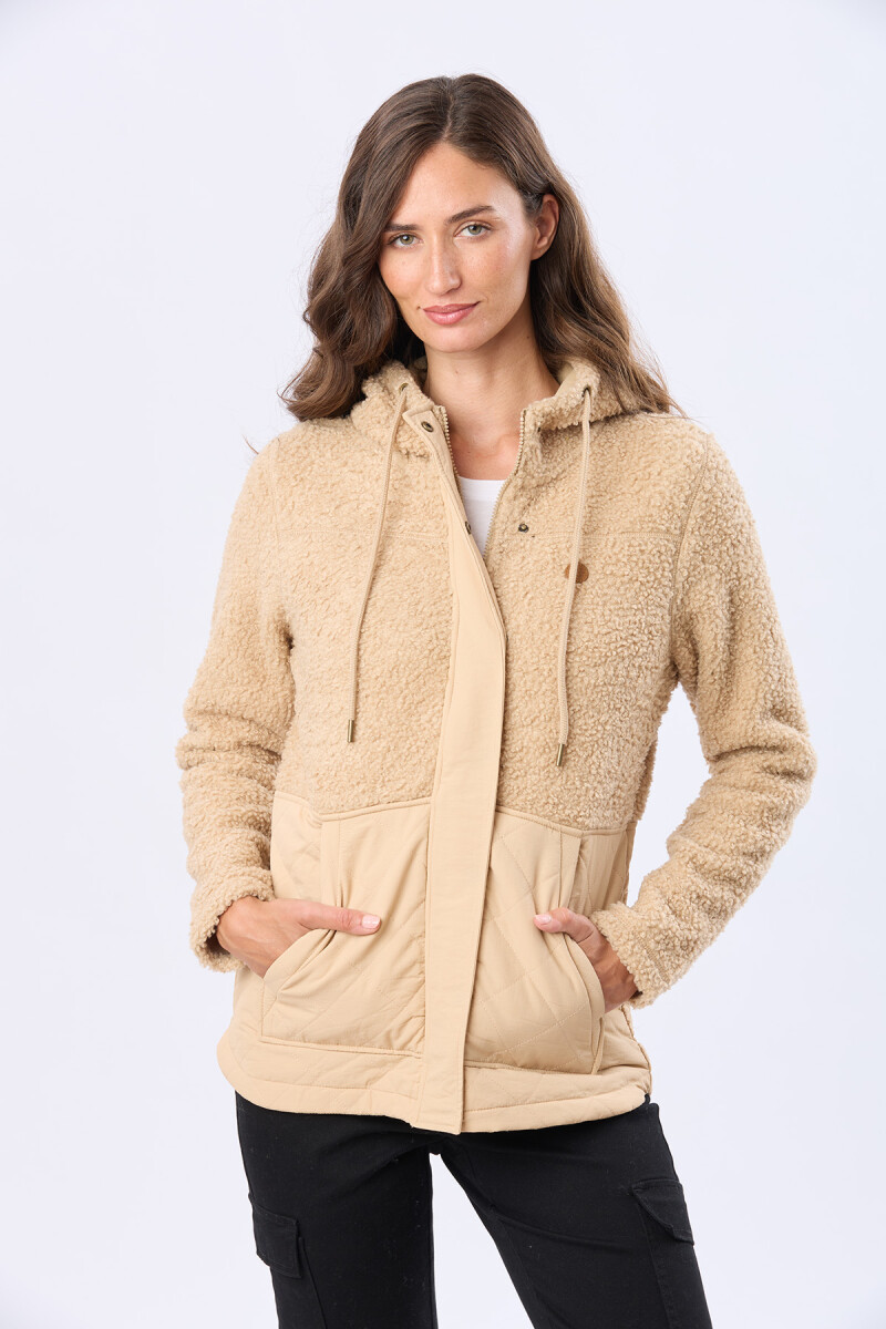 CAMPERA DE ABRIGO CON CAPUCHA - Beige 