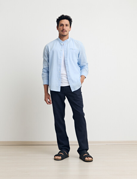 011954 CAMISA HARRINGTON LABEL LINO Celeste