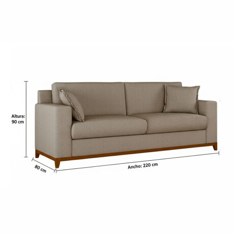 Sofá sillón 3 cuerpos - patas en madera beige