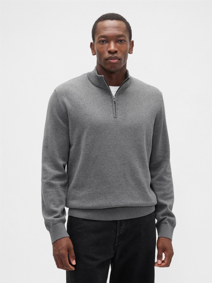 Buzo Medio Cierre Hombre - B50 Charcoal Heather 