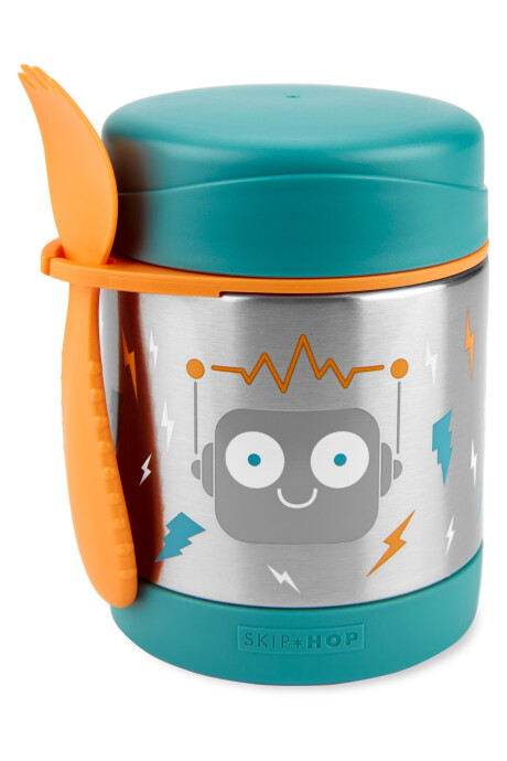 Tupper de acero inoxidable con cubierto diseño robot 0