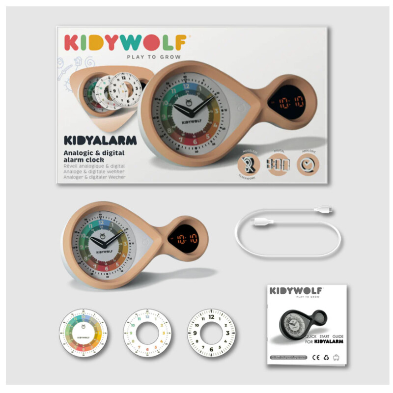 Reloj Infantil con alarma Kidyalarm Kidywolf Beige Reloj Infantil con alarma Kidyalarm Kidywolf Beige