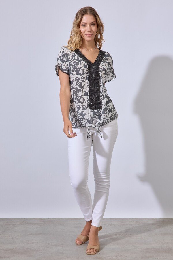 Blusa Broderie GRIS/MULTI