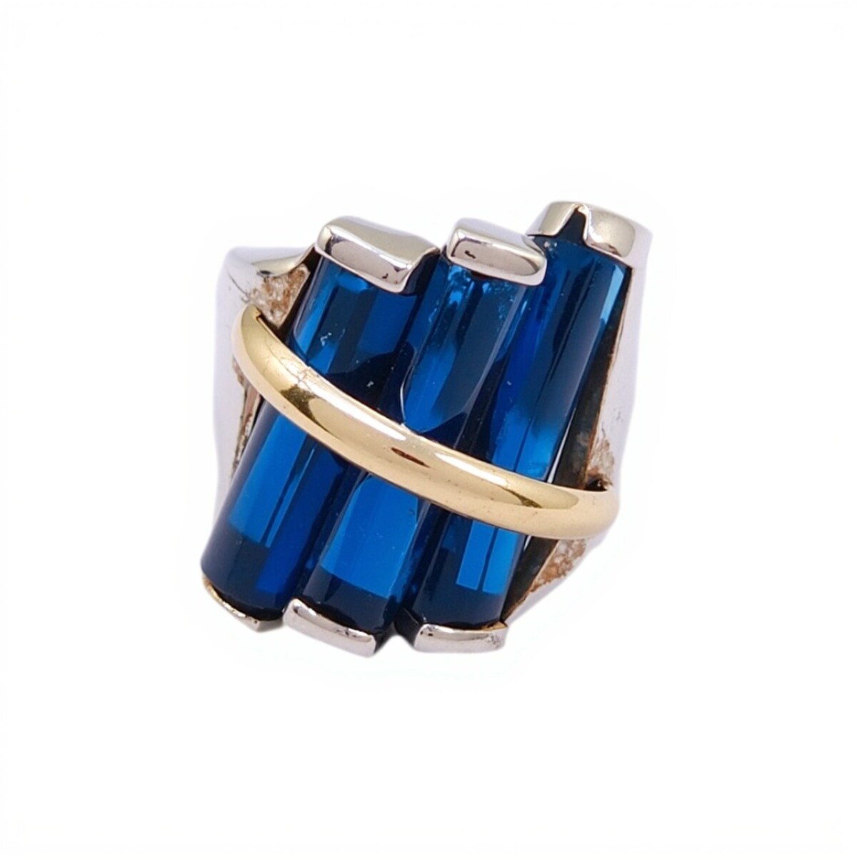 Anillo Elegante-Plata y Oro-Piedra Zafiro-AN5493 - conpiedra 
