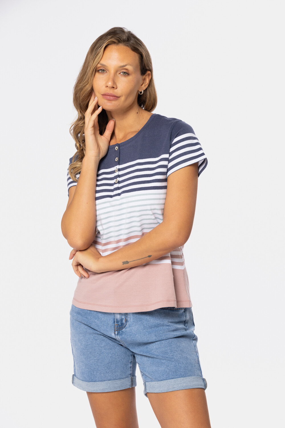 REMERA RAYADA Azul