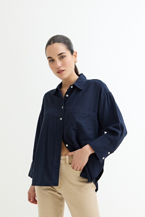 Camisa lisa rustica AZUL OSCURO