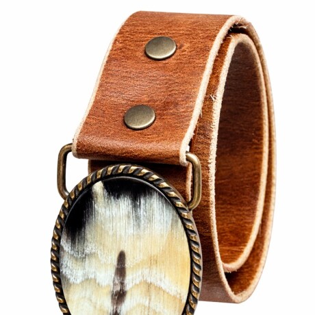 Cinto Cuero crudo y guampa Ovalado 3