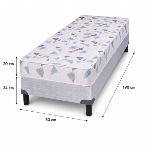 Sommier Zafiro Azurita 1 Plaza 80x190cm | Colchón + Base Sommier Zafiro Azurita 1 Plaza 80x190cm | Colchón + Base