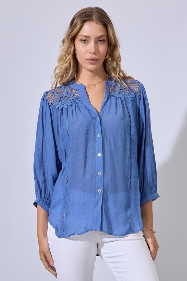 Blusa Crochet AZUL