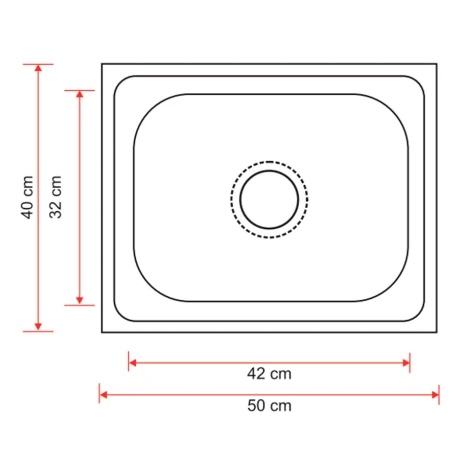Pileta Simple Brillo Para Cocina De Acero Inoxidable 50X40X18Cm Dgc 000