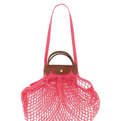 Longchamp -Cartera Longchamp de red, Le pliage Filet Fucsia