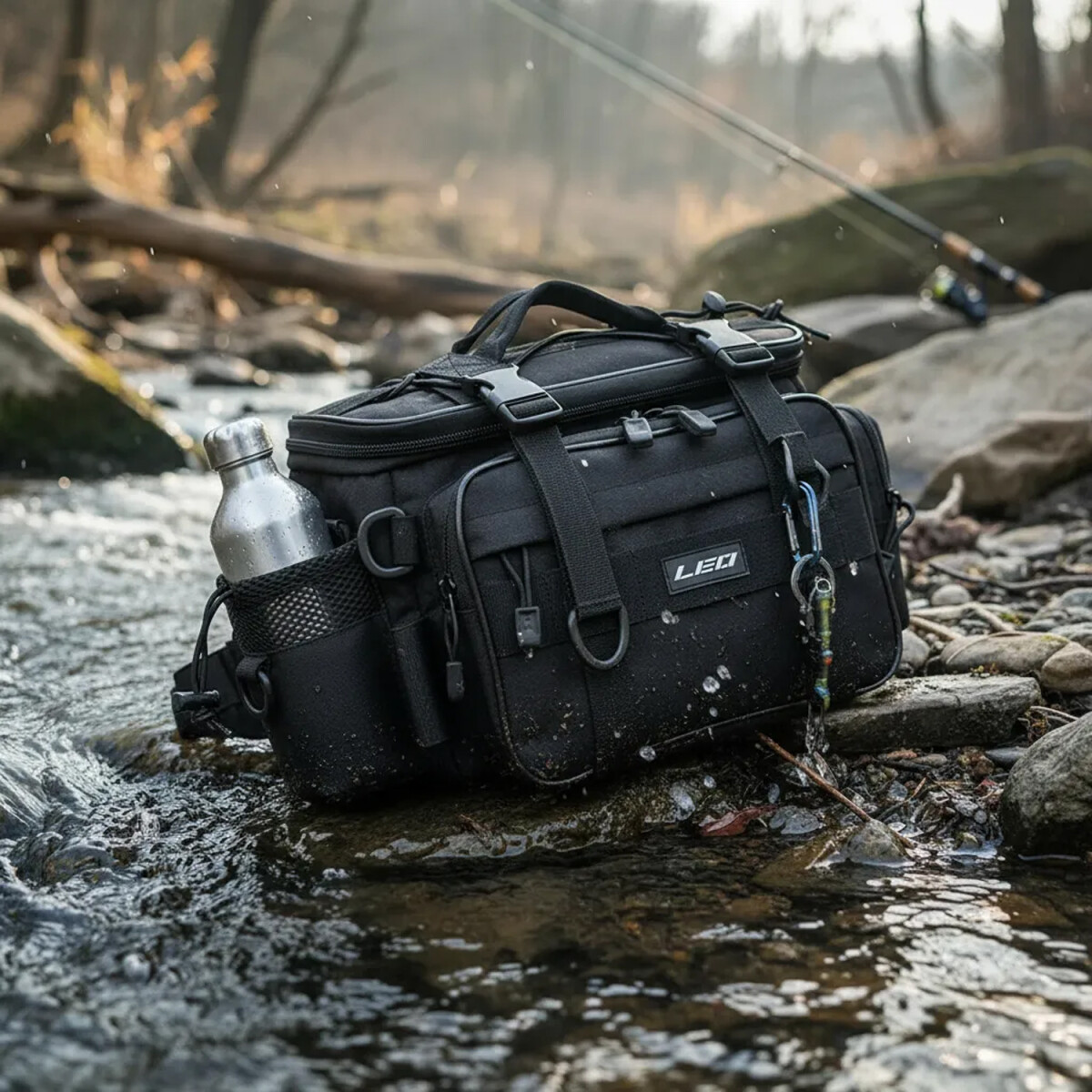 Bolso Táctico Multifunción Impermeable C/Múltiples Bolsillos - Negro 