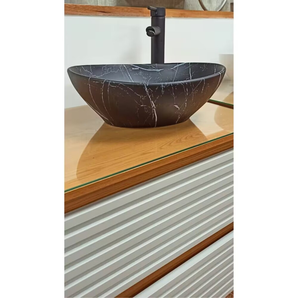 Bacha de apoyo Ovalada 41x33 cm Negra Marmolada Dmc Bacha De Apoyo Ovalada 41x33 Cm Negra Marmolada Dmc