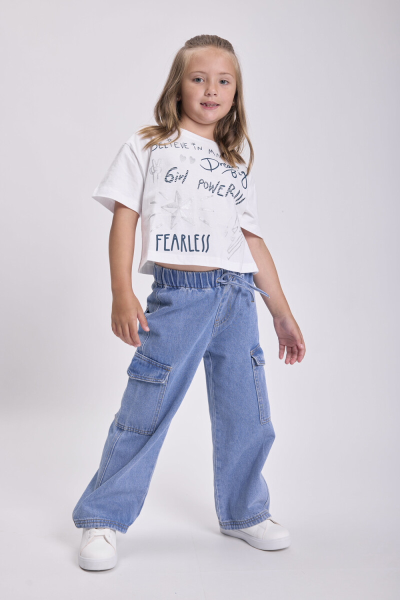 Pantalón jean cargo Azul Medio