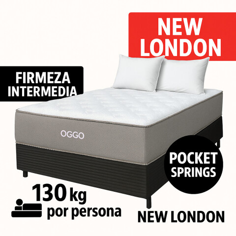Sommier NEW LONDON - 2 Plazas – Mixto Espuma Resortes Pocket – Firmeza Intermedia – 138x188x38 cm – Soporta 130 kg Sommier NEW LONDON - 2 Plazas – Mixto Espuma Resortes Pocket – Firmeza Intermedia – 138x188x38 cm – Soporta 130 kg
