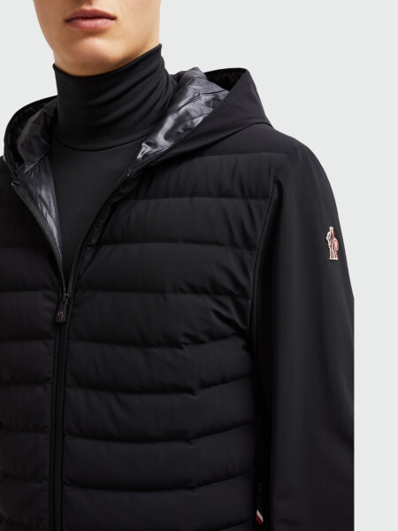 Moncler - Cardigan acolchado con relleno de plumas con capucha Negro