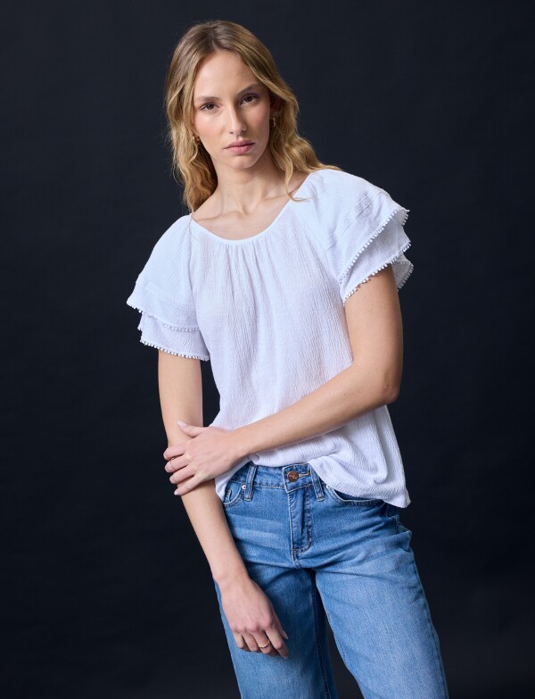 Blusa Manga Volados BLANCO