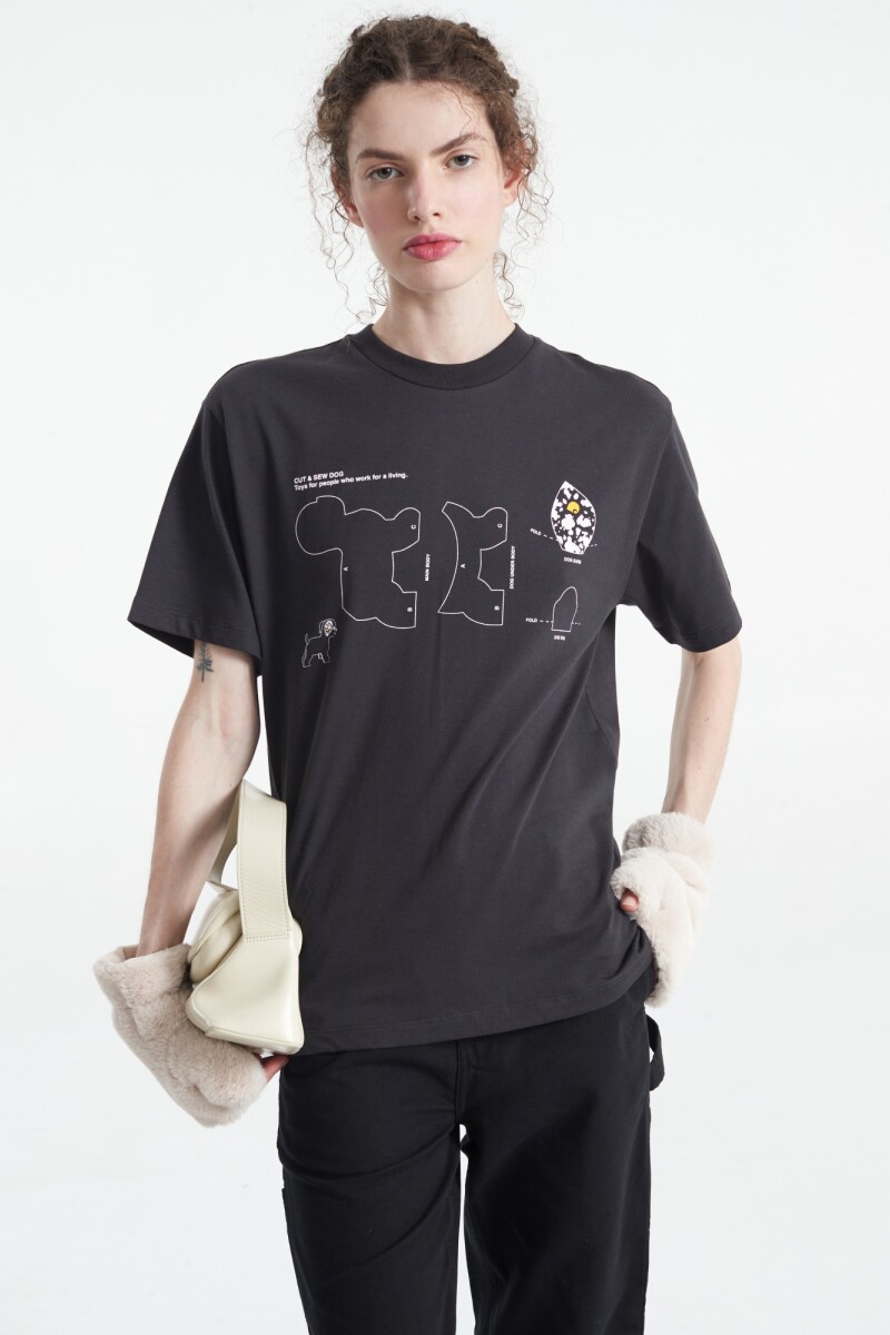 W' S/S Cut & Sewn Dog T-Shirt Gris