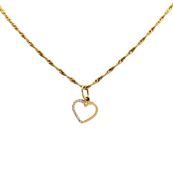 Dije Corazón-Oro bajo y Oro blanco-Sin piedra-CP8533 sinpiedra