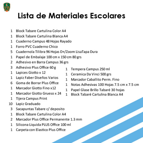 Lista de Materiales Escolares St Brendan's - 2º Escuela Niñas Lista de Materiales Escolares St Brendan's - 2º Escuela Niñas