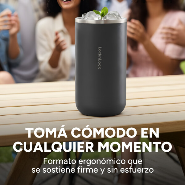 Vaso Termico Acero Inoxidable Hermetico Tapa Aislante 350ml Color Gris