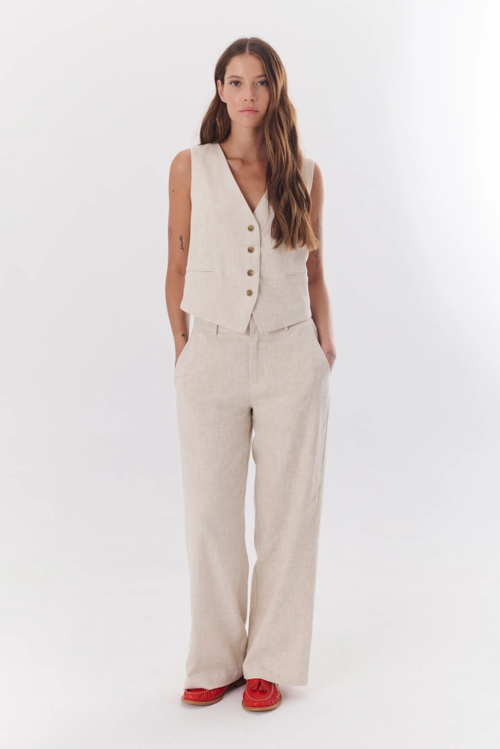 PANTALON LINO PIA beige 5