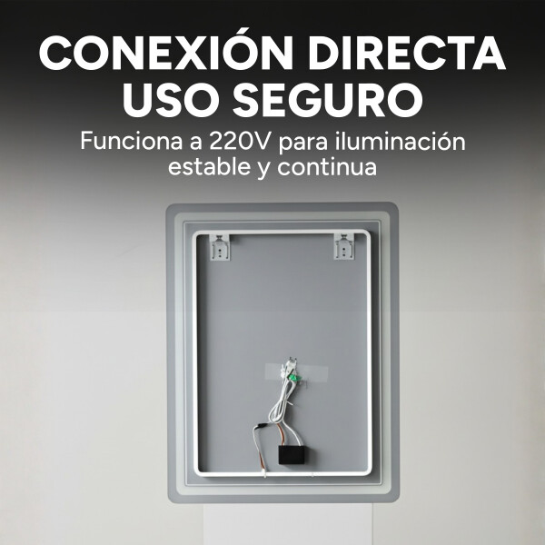 Espejo Rectangular Baño Táctil 3 Modos Retroiluminado 80X60 Rectangular